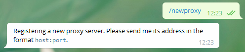 MTProxy - Registering Telegram proxy with bot @MTProxybot