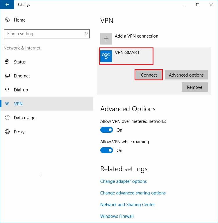 Configure VPN PPTP in Windows 10. Step 10.