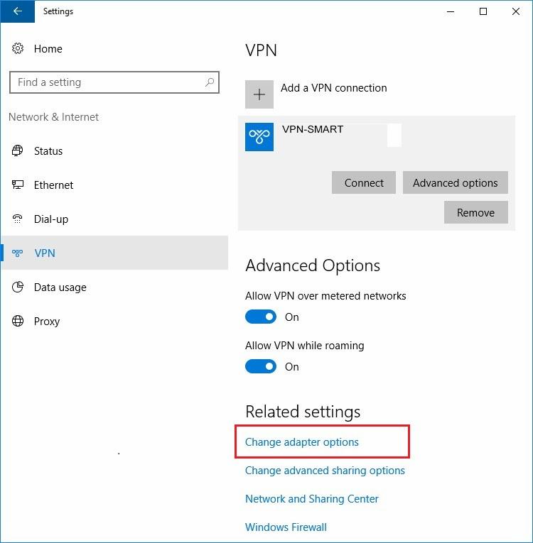 Configure VPN PPTP in Windows 10. Step 6.