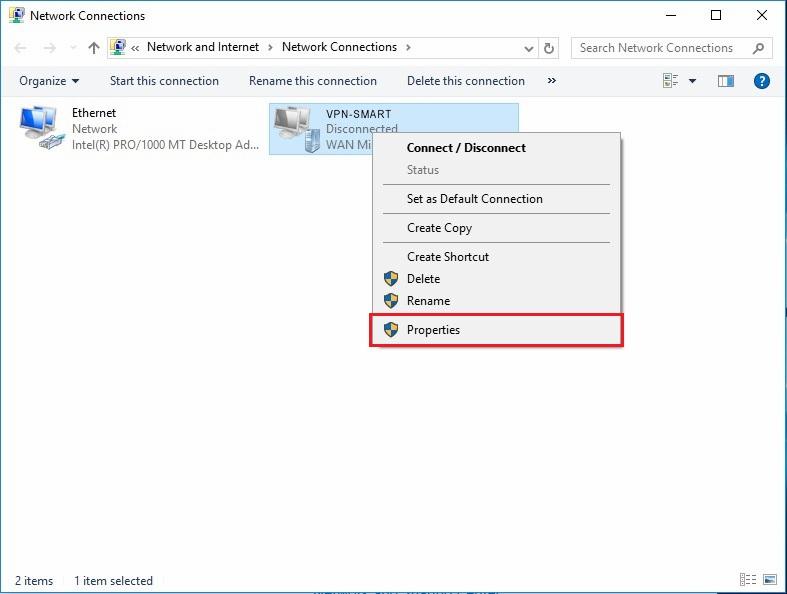 Configure VPN PPTP in Windows 10. Step 7.