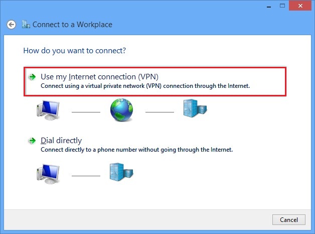 Configure VPN PPTP in Windows 8. Step 4.